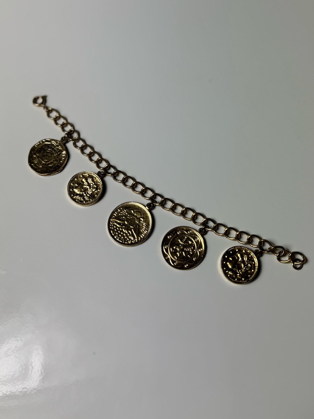 Gold Coin Charm Link Bracelet - Women Jewelry - Picture 7 of 13